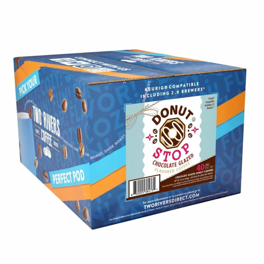Donut Stop French Cruller Donut Flavored Coffee Pods - 40 Count, Compatible with Keurig 2.0 K-Cup Brewers