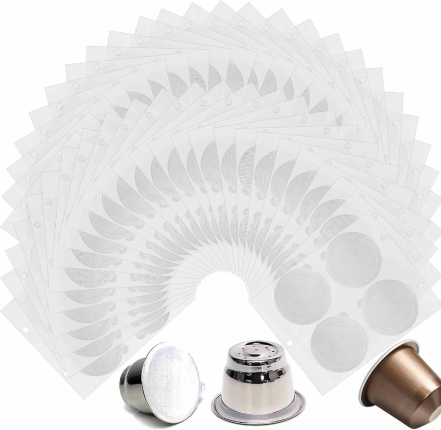 200 Pcs Gfdoso 37mm Aluminum Espresso Coffee Capsule Foil Seals - Compatible with Nespresso Original Line Machines, Reusable Lids for Refillable Coffee Pods