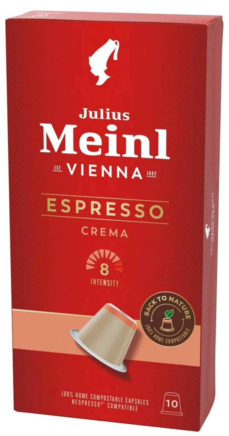 Julius Meinl Espresso Crema Nespresso Compatible Coffee Capsules, 100% Biodegradable, 10 Count Pack
