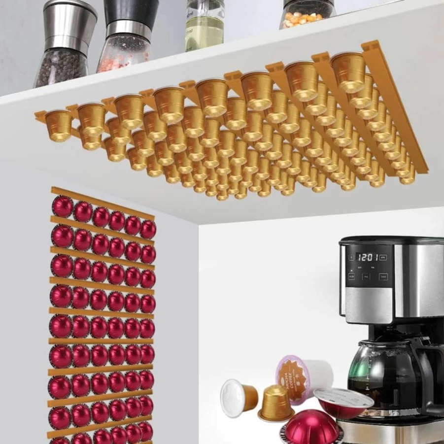 VOMELON 10-Piece White Coffee Pod Holder Organizer - Wall Mountable & Under Cabinet K-Cup Storage with Adhesive Strips