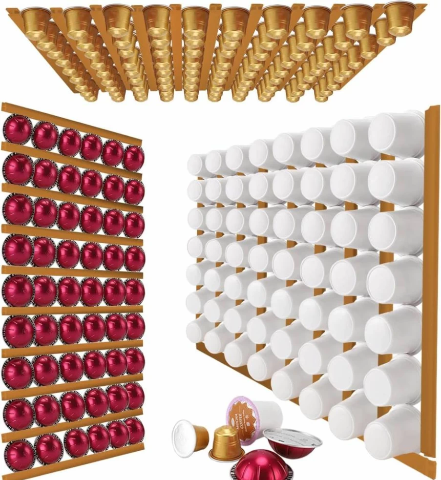 VOMELON 10-Piece White Coffee Pod Holder Organizer - Wall Mountable & Under Cabinet K-Cup Storage with Adhesive Strips