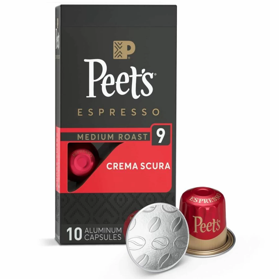Peet's Coffee Crema Scura Medium Roast Espresso Capsules for Nespresso Original Machines - Intensity 9, 10 Count Pack