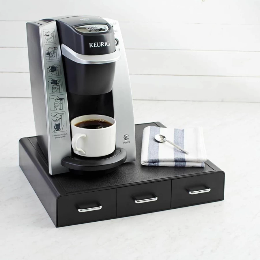 Amazon Basics K-Cup Coffee Pod Organizer Drawer - 36 Pod Capacity, Black, Compact Keurig Pod Storage