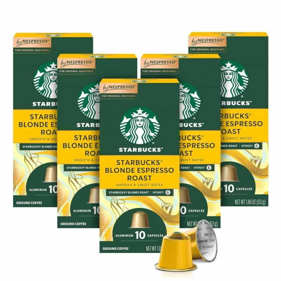 Starbucks Blonde Roast Espresso Pods for Nespresso Original Line - 50 Count Capsules