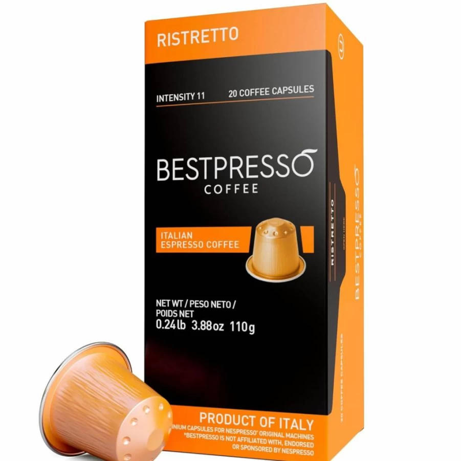 Bestpresso Intenso Espresso Pods - 120 Aluminum Capsules Compatible with Nespresso Original Machines, High Intensity Coffee Blend