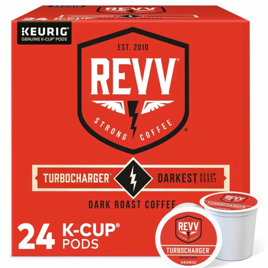 Revv Afterburner Dark Roast Coffee Pods, Single-Serve Keurig K-Cup Compatible, 96 Count Pack