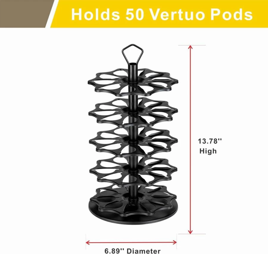 Flagship 3-Tier Vertuo Coffee Pod Carousel Holder – 30 Capsule Capacity, Metal DIY Stand for Nespresso Vertuo Pods