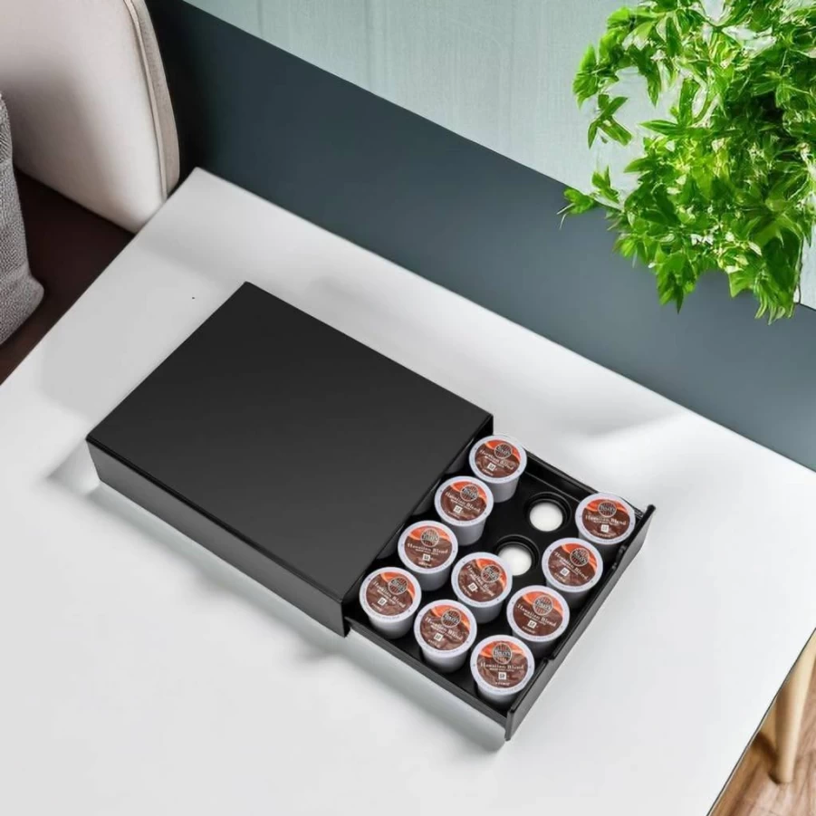 Meelio Coffee Capsule Organizer Drawer - Holds 24-40 Nespresso Vertuo, Dolce Gusto & K-Cup Pods - Compact Pod Storage for Kitchen Countertop