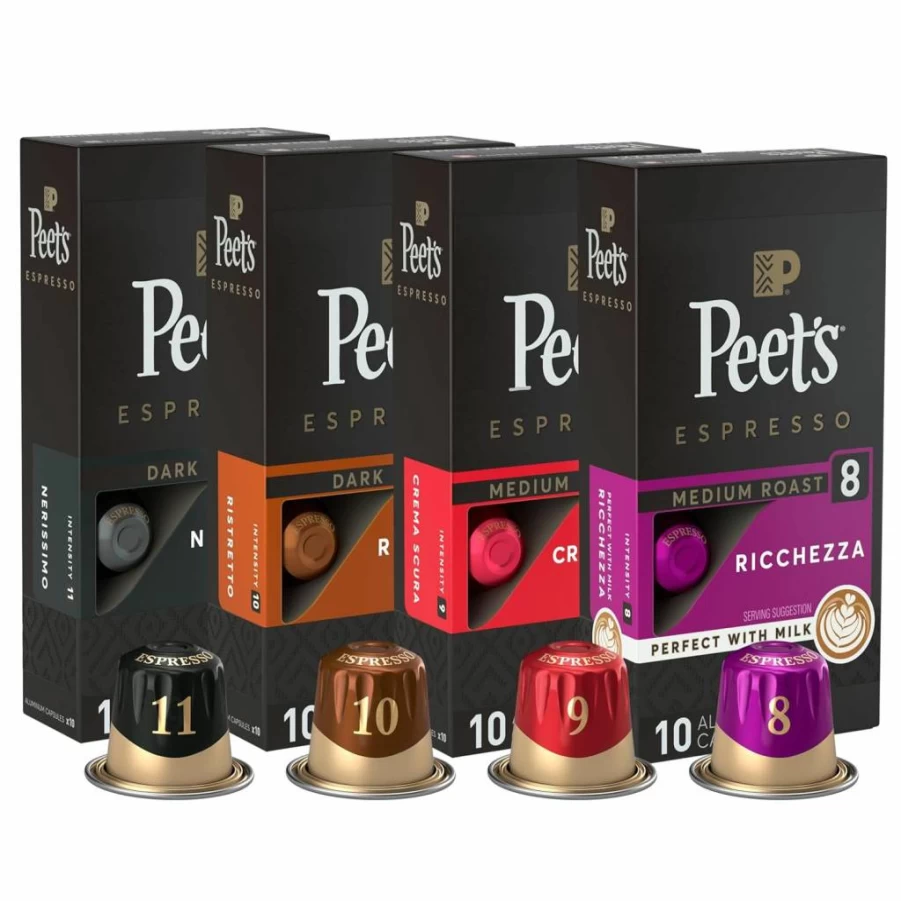 Peet's Coffee Medium Roast Caramel Espresso Capsules 50 Count - Compatible with Nespresso Original Machines (5 Boxes of 10 Pods)