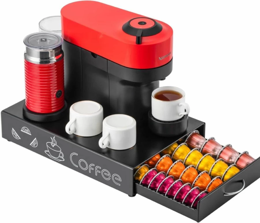 Flagship Vertuo Pod Holder - Black Metal Coffee Pod Organizer for Nespresso Vertuo, Fits All Vertuo Pod Sizes, Durable & Stylish Storage Solution