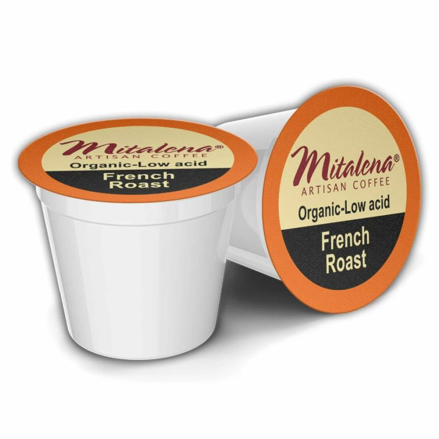 Mitalena Gourmet Coffee French Roast Organic K-Cup Pods - Dark Roast, Low Acid, 72 Count for Keurig Brewers
