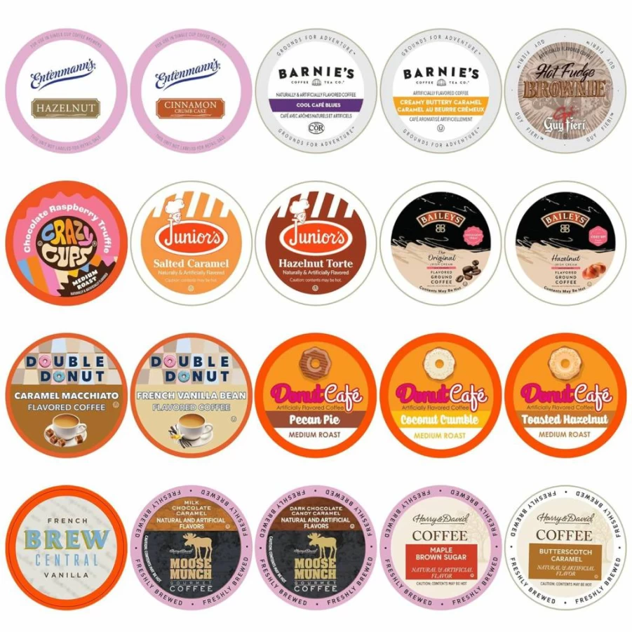 Perfect Samplers Variety Pack Flavored Coffee K-Cups for Keurig – 20 Single-Serve Pods, Assorted Flavors