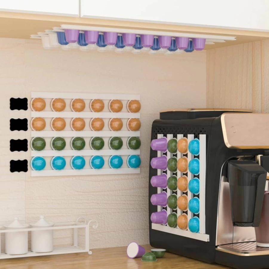 MATT SAGA Self-Adhesive K Cup Holder - Universal Coffee Pod Organizer Stand for Keurig & All Brands, Wall-Mounted Storage Solution (White)