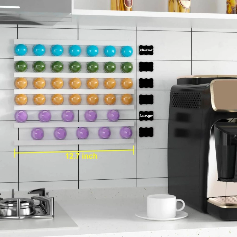 MATT SAGA Self-Adhesive K Cup Holder - Universal Coffee Pod Organizer Stand for Keurig & All Brands, Wall-Mounted Storage Solution (White)