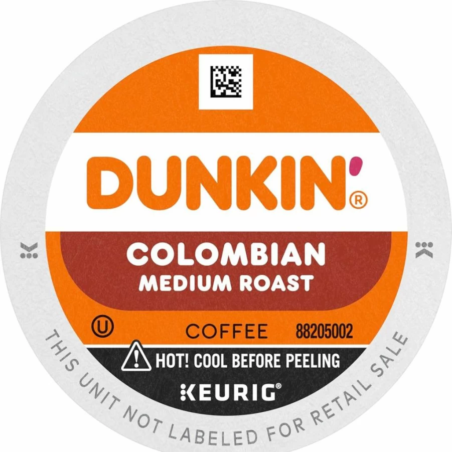 Dunkin' Medium Roast 100% Colombian Coffee Pods - 10 K-Cup Pods for Keurig Brewers