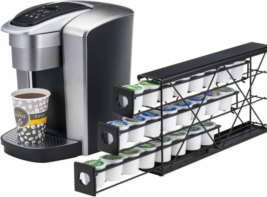 Rice Rat 3-Tier Black Metal K-Cup Coffee Pod Holder - Organizes 24 Pods, Space-Saving Design