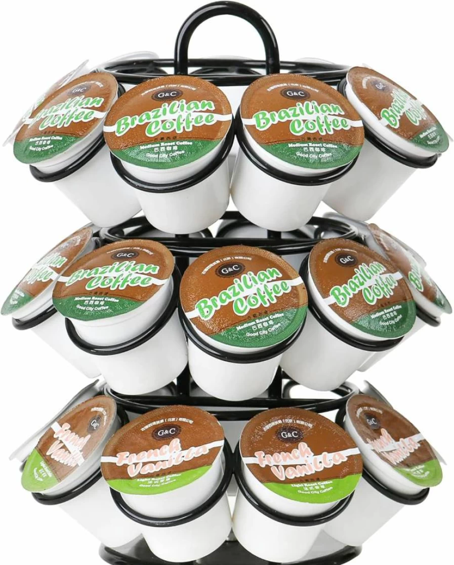 ZECENN 360-Degree Rotating K-Cup Holder – Organizes 27 Keurig & Dolce Gusto Coffee Pods, Durable Black Coffee Pod Storage for Keurig Machines