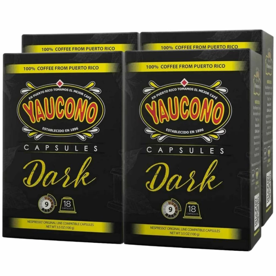 Yaucono Puerto Rico Dark Roast Espresso Capsules - 18 Count, Compatible with Nespresso OriginalLine, 100% Arabica Coffee Pods