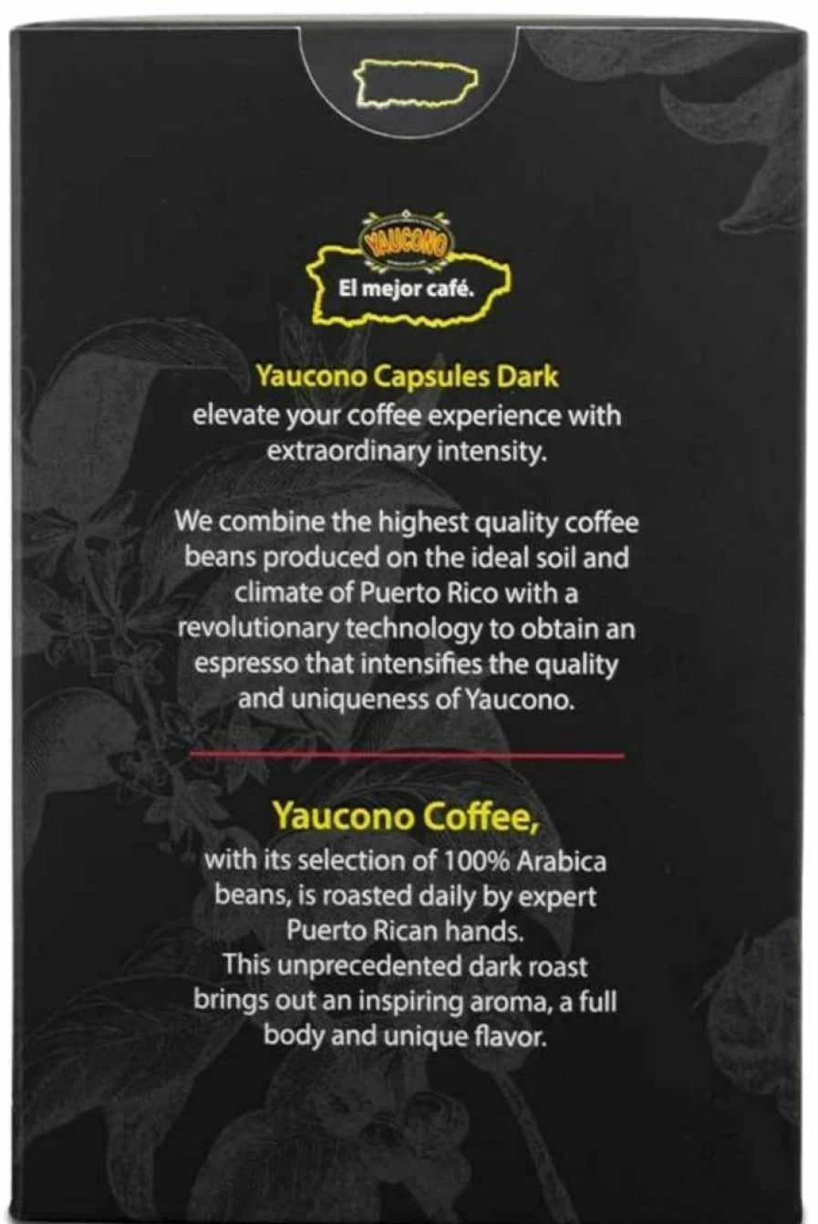 Yaucono Puerto Rico Dark Roast Espresso Capsules - 18 Count, Compatible with Nespresso OriginalLine, 100% Arabica Coffee Pods