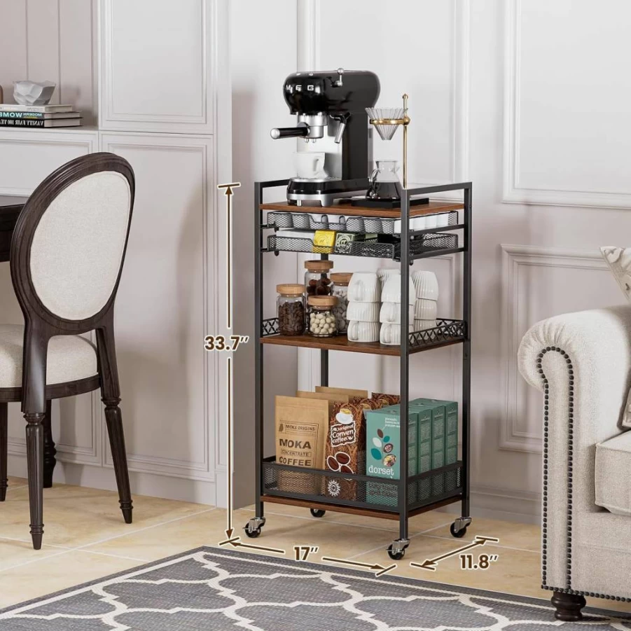 Plaviya Multi-Functional Coffee Pod Organizer with Wheels for Nespresso Vertuo & K-Cup Capsules, Kitchen and Living Room Storage Rack