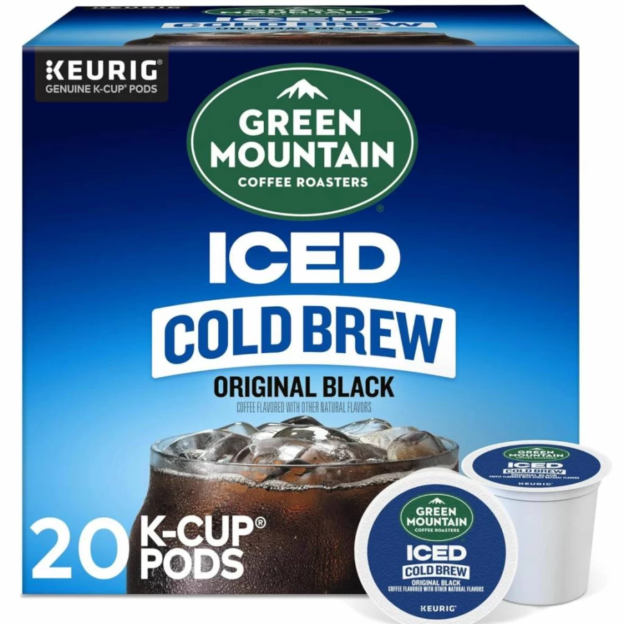 Green Mountain Coffee Roasters Original Black Iced Cold Brew K-Cup Pods, 20-Count Single Serve Keurig Compatible Coffee Box