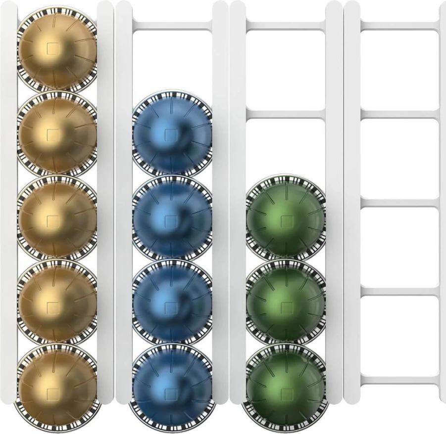 KUSOVILI Wall-Mounted Coffee Pod Holder for Nespresso VertuoLine - 20 Capsule Storage with 3M Adhesive, Horizontal or Vertical Mount Coffee Capsule Rack