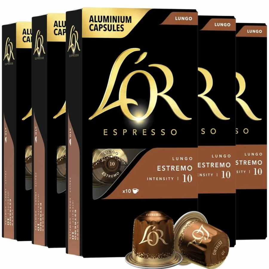 L'OR Espresso Profondo Lungo Coffee Pods 50 Count, Aluminum Capsules Compatible with Nespresso Original Machines & L'OR Barista System