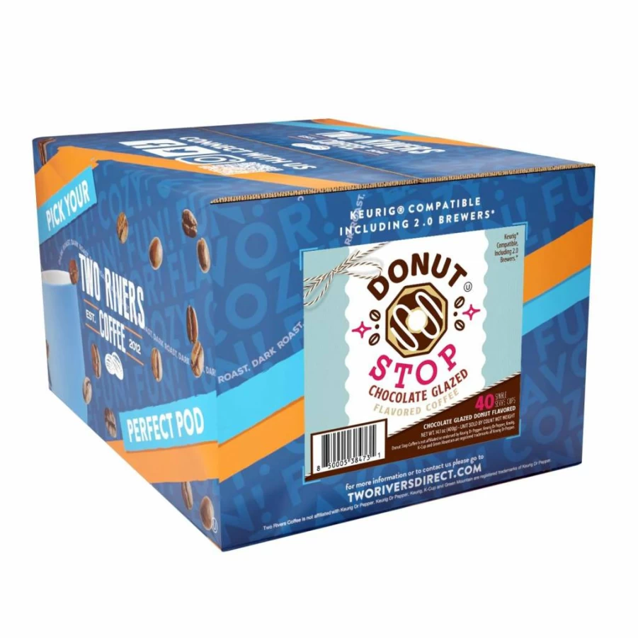 Donut Stop Donut Flavored Coffee Pods Variety Pack - 40 Count, Compatible with Keurig 2.0 K-Cup Brewers, Assorted Flavors