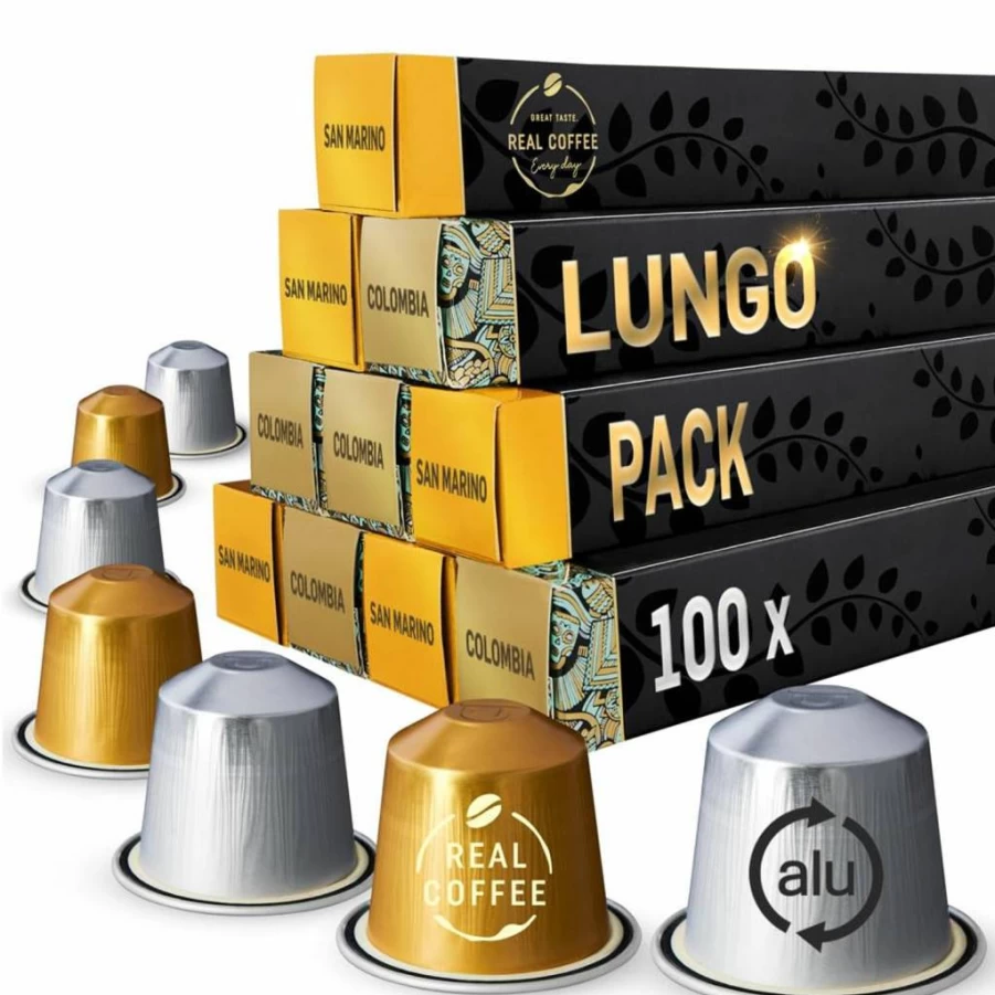 Nespresso Compatible Pods - REAL COFFEE GREAT TASTE Variety Pack | 100 Aluminum Capsules, 9 Italian Flavors | Original & Vertuo Line