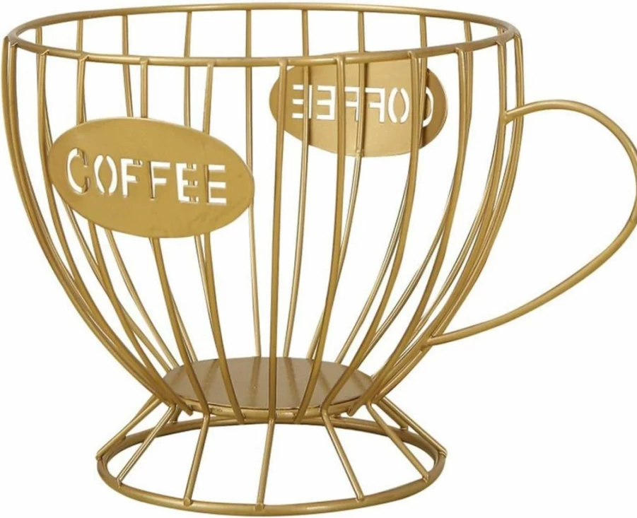 Agirlvct Metal Coffee Pod Holder Organizer - Large Capacity K-Cup & Nespresso Capsule Storage for Kitchen, Office, Cafe - Stylish Black Tea Cup Design