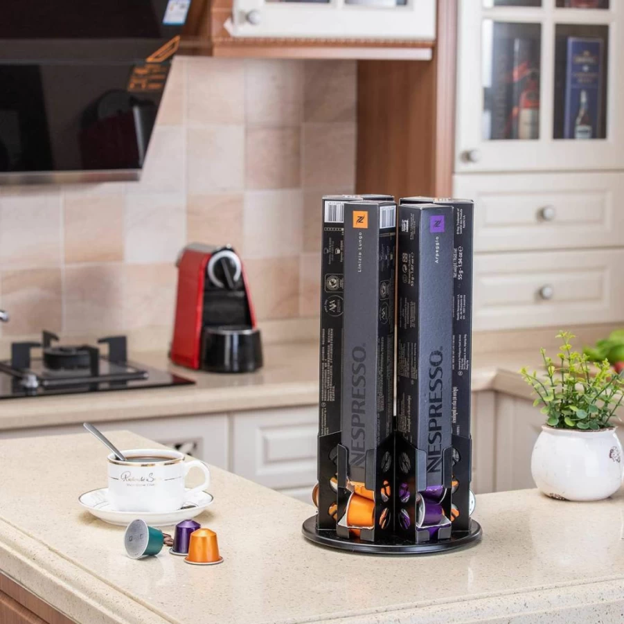 Flagship Nespresso OriginalLine Pod Holder – 80 Capsule Carousel Organizer Stand for Coffee Storage, Compact & Spacious Design