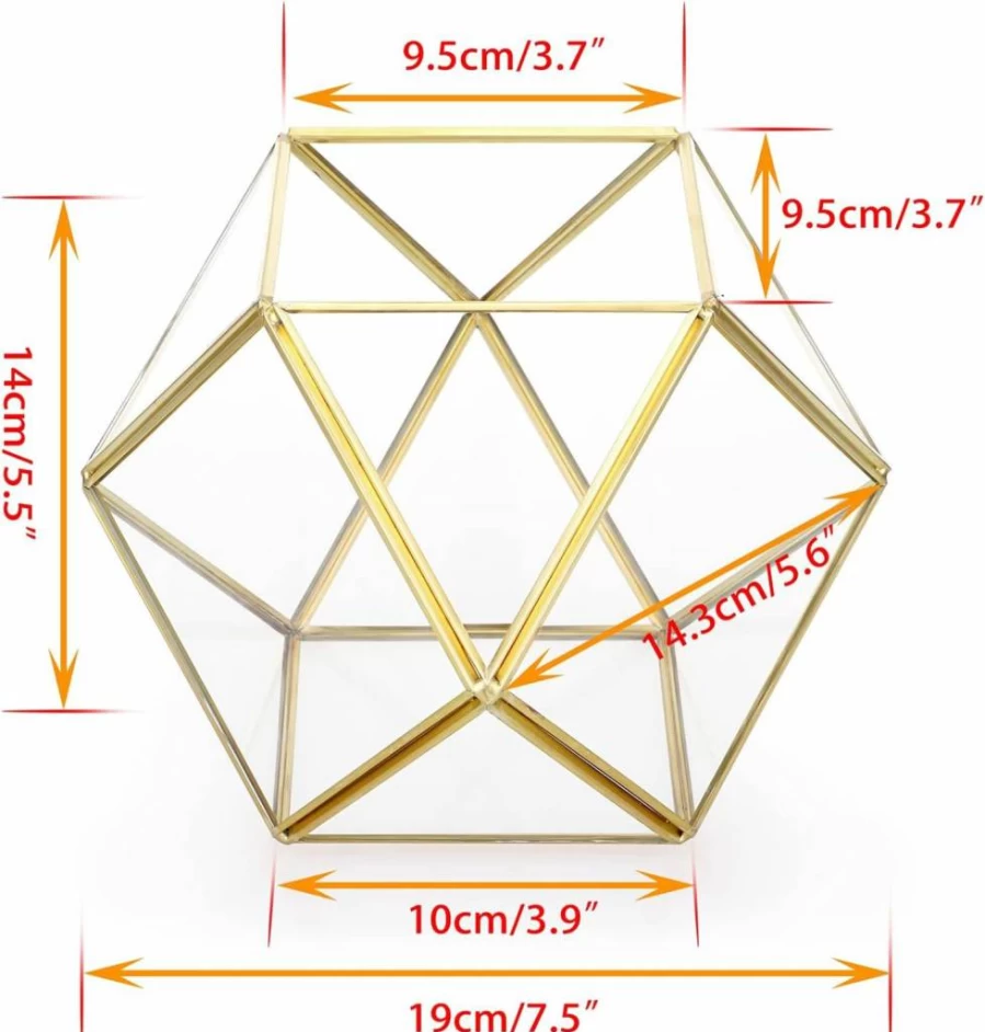 ELLDOO 15-Sided Gold Glass Coffee Pod Organizer - Geometric K-Cup, Espresso Capsule & Tea Bag Storage Holder for Kitchen, Office, or Coffee Bar Countertop