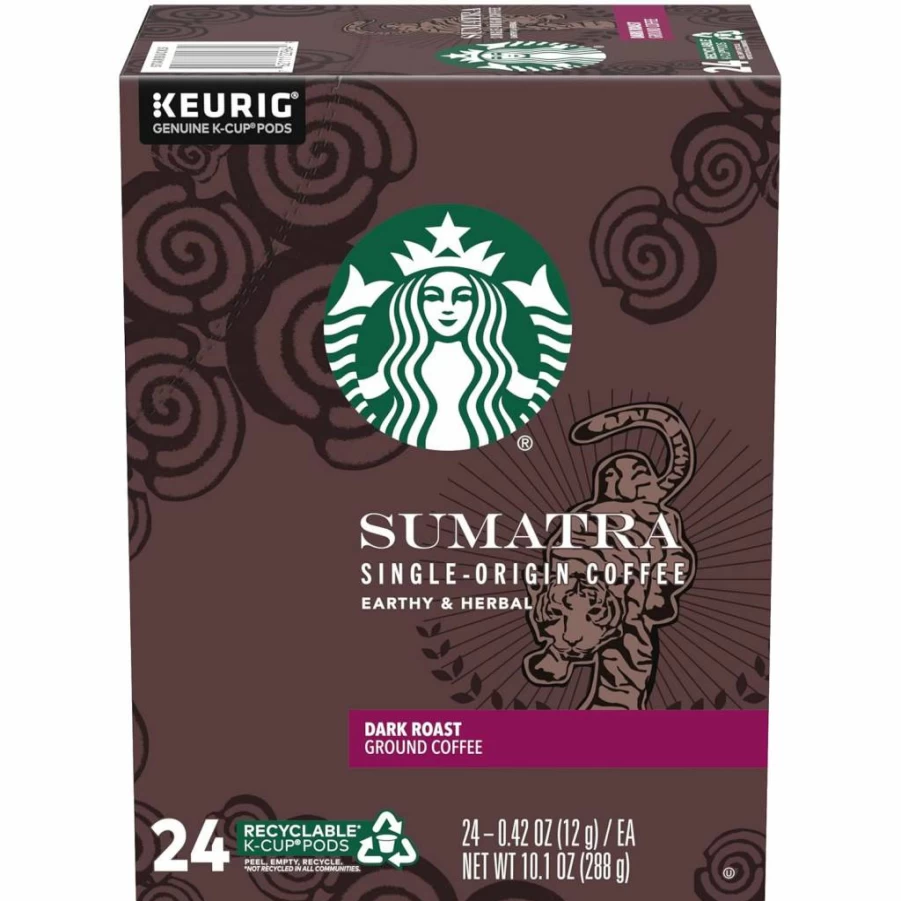 Starbucks Sumatra Dark Roast Coffee Pods for Keurig K-Cup Brewers
