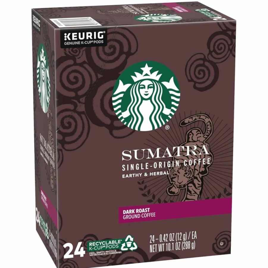 Starbucks Sumatra Dark Roast Coffee Pods for Keurig K-Cup Brewers