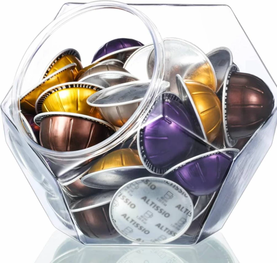 RUSFOL 12-Sided Polygon Coffee Pod Holder for Nespresso VertuoLine – Large Capacity Elegant Capsule Storage