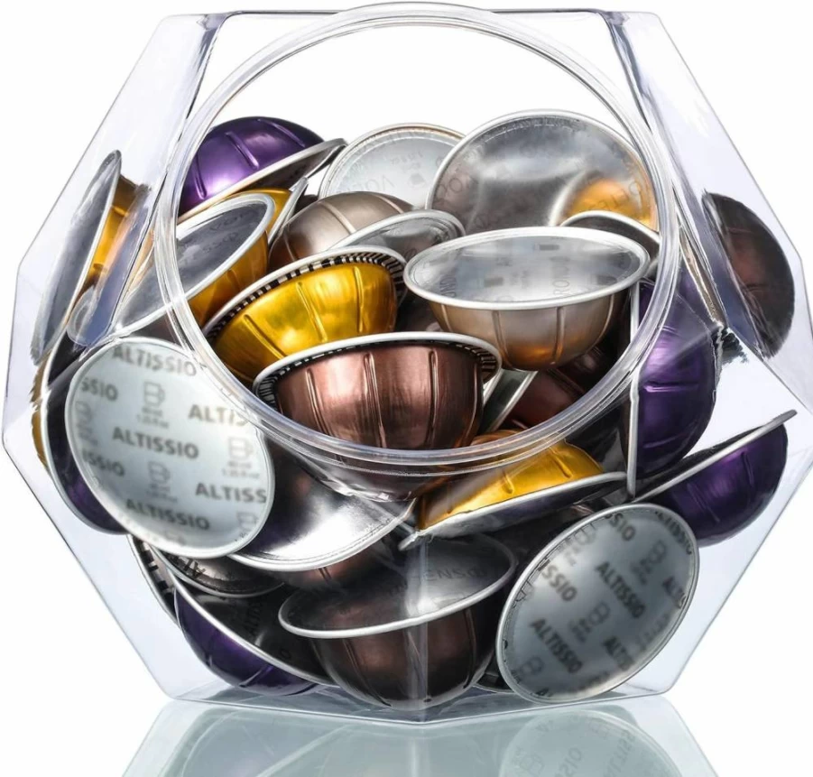 RUSFOL 12-Sided Polygon Coffee Pod Holder for Nespresso VertuoLine – Large Capacity Elegant Capsule Storage