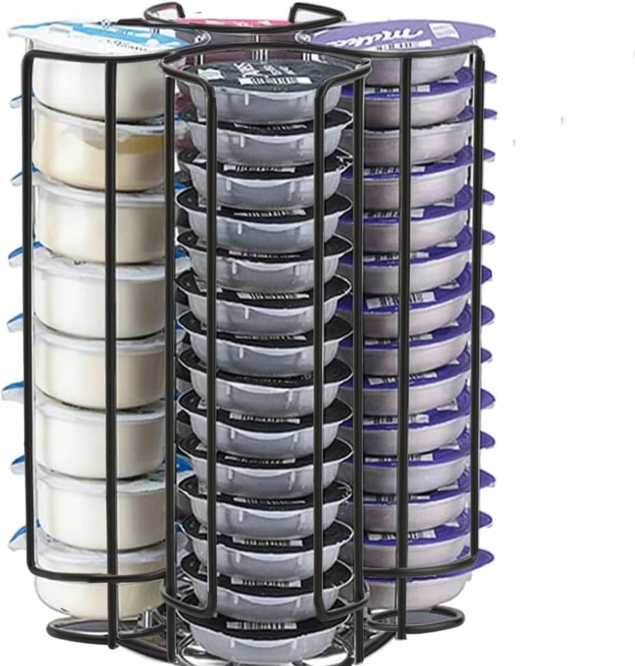 Frcctre Metal Wire Cocktail & Coffee Capsule Holder – 32-Pod Carousel Stand for Bartesian & Nespresso Pods, Compact Storage Organizer