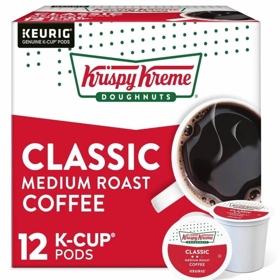 Krispy Kreme Medium Roast Coffee K-Cup Pods, Classic Blend, 12 Count Single-Serve Keurig Compatible
