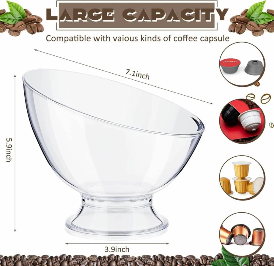 Zubebe 2-Pack Clear Countertop Organizer for Coffee Pods, Creamer, Salad, Candy, and Fruit - Versatile Kitchen and Office Storage Containers