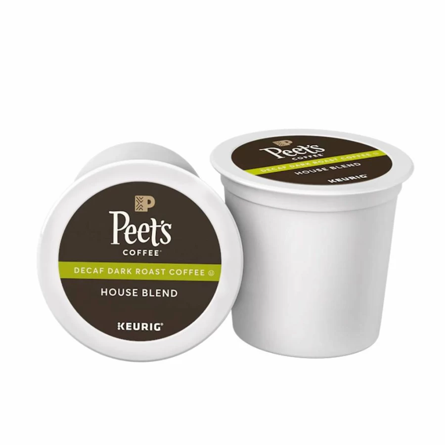 Peet's Coffee Decaf House Blend Dark Roast K-Cup Pods - 16 Count, Single Serve, Decaffeinated, Compatible with Keurig Coffee Makers