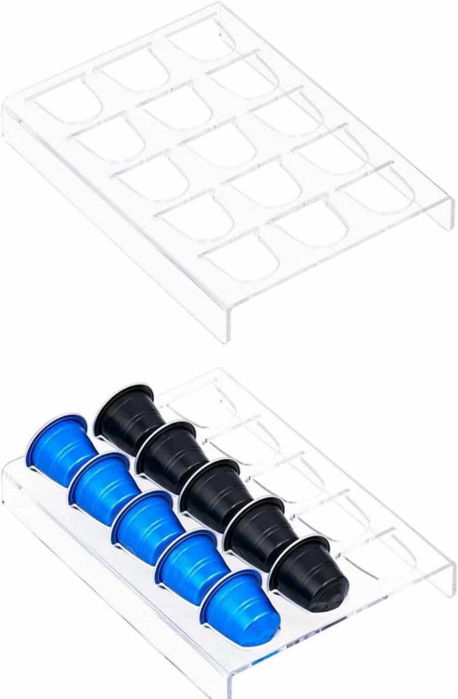 Sumerflos Clear Coffee Pod Organizer Tray - Holds 42 Nespresso Original Capsules, Kitchen & Office Storage Drawer Holder
