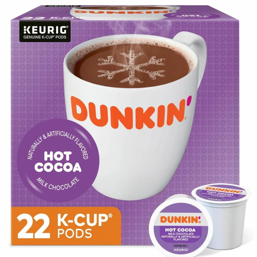 Dunkin' Donuts Milk Chocolate Hot Cocoa K-Cup Pods, 22 Count Single-Serve Box for Keurig Brewers