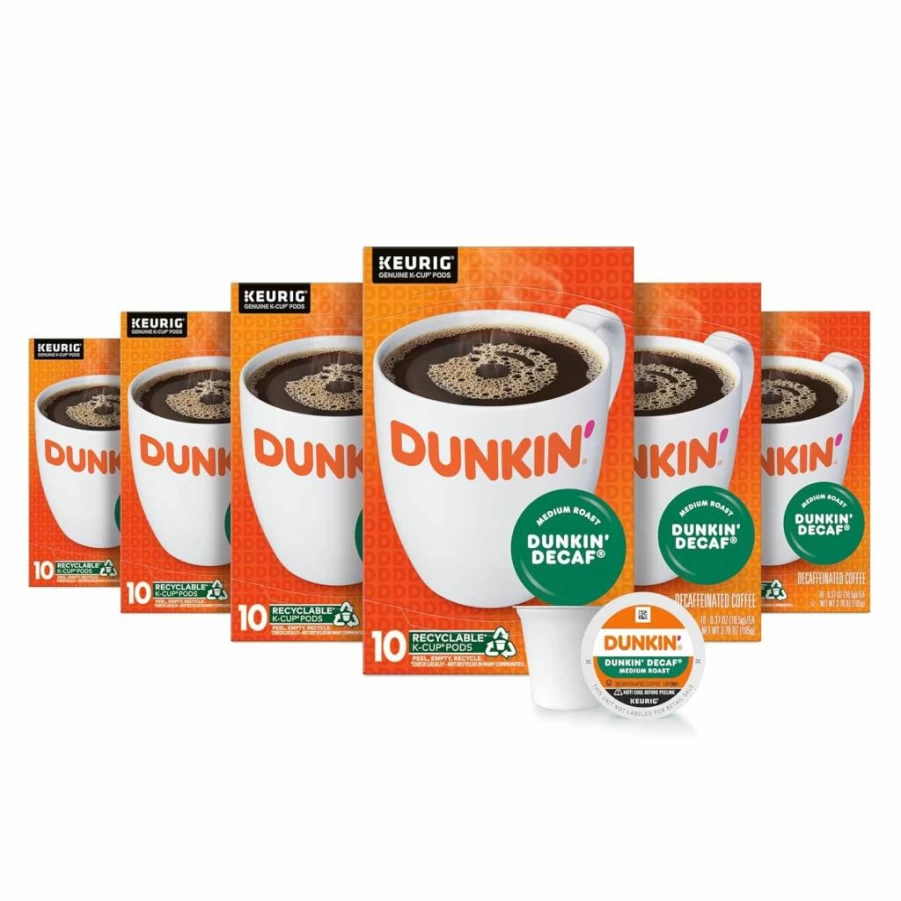 Dunkin' Decaf Medium Roast Coffee Pods - 22 K-Cups Compatible with Keurig Brewers