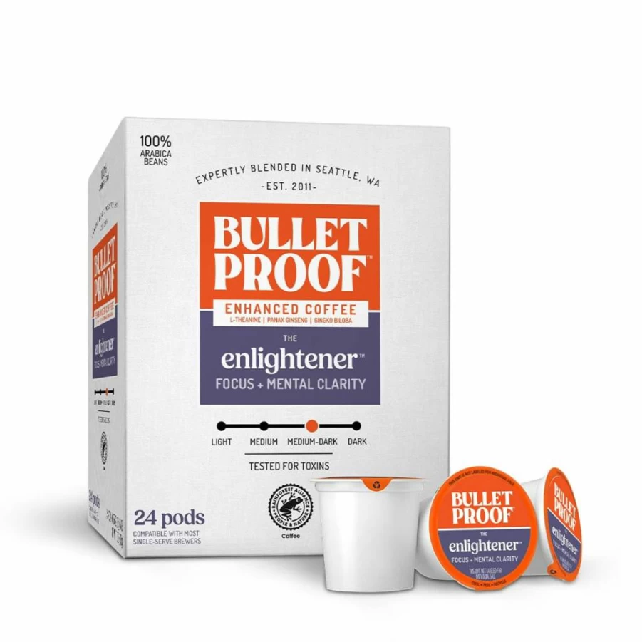 Bulletproof High Achiever Single-Serve Coffee Pods, Medium-Dark Roast with Lion's Mane Mushroom, B Vitamins & Adaptogens for Energy & Focus, 10 Count