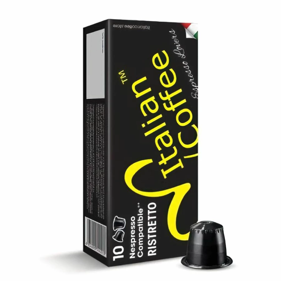 DELICITALY Pure Italian Food Nespresso Compatible Coffee Pods - 200 Ristretto Espresso Capsules for Original Machines