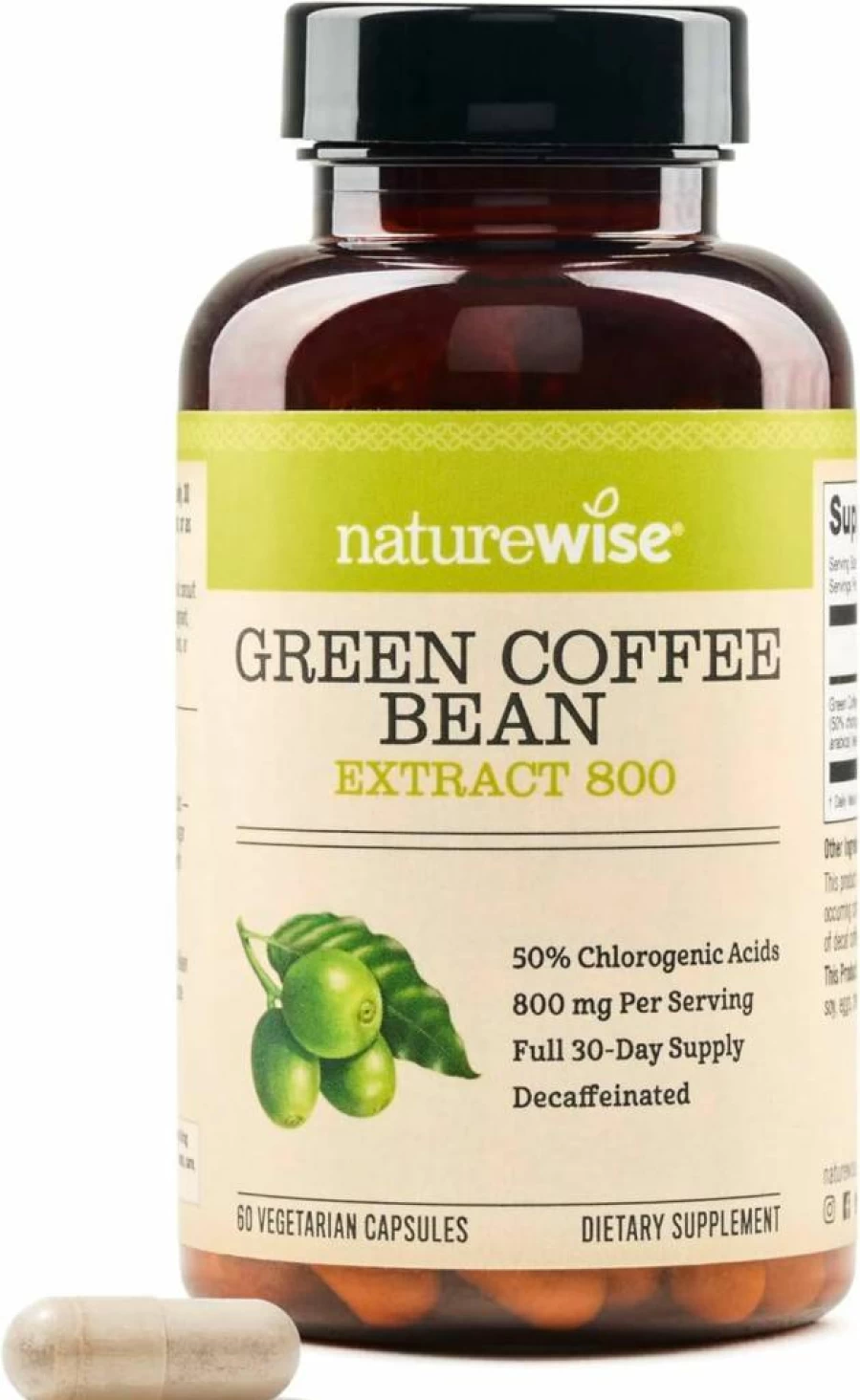 NatureWise Green Coffee Bean Extract 800mg - 50% Chlorogenic Acid for Weight Management, Energy Boost & Antioxidant Support - Vegan, Non-GMO, 60 Capsules (1 Month Supply)