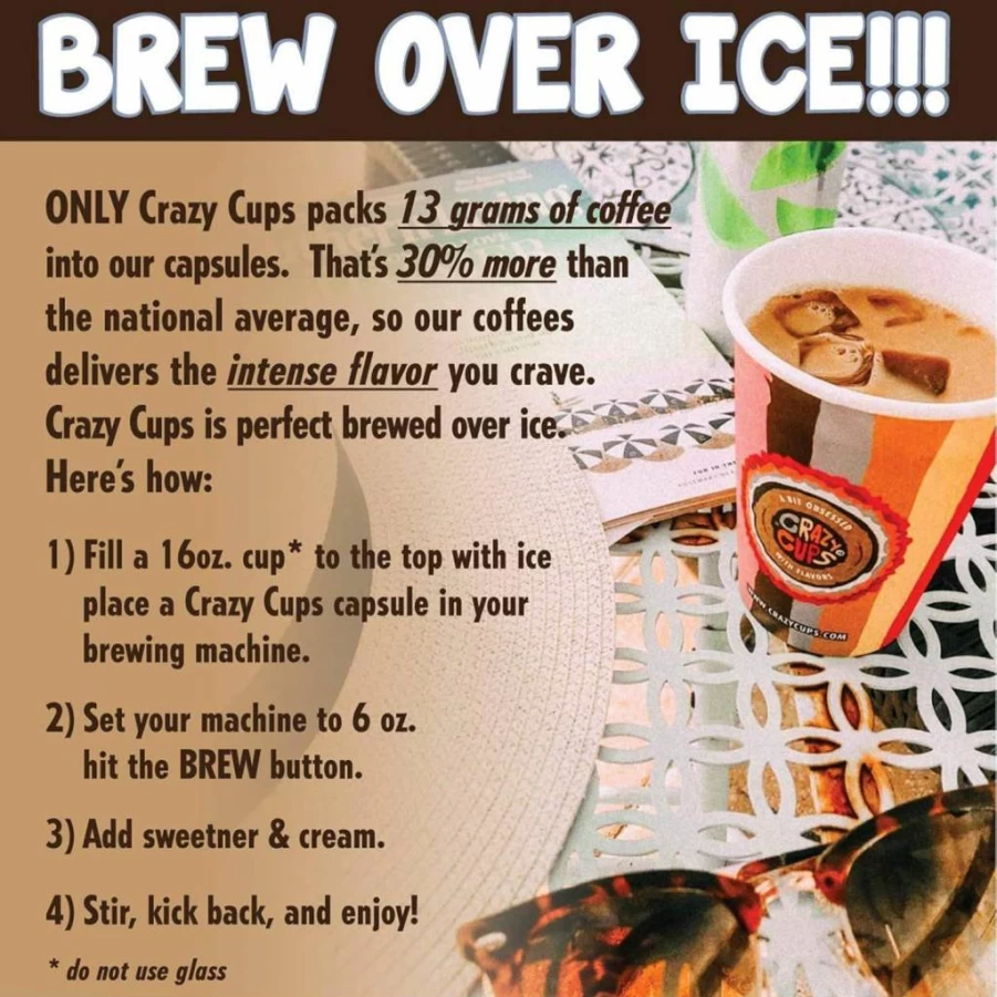 Crazy Cups Death By Chocolate Flavored Coffee Pods for Keurig K-Cup Machines - 22 Recyclable Single Serve Pods, Hot or Iced Coffee
