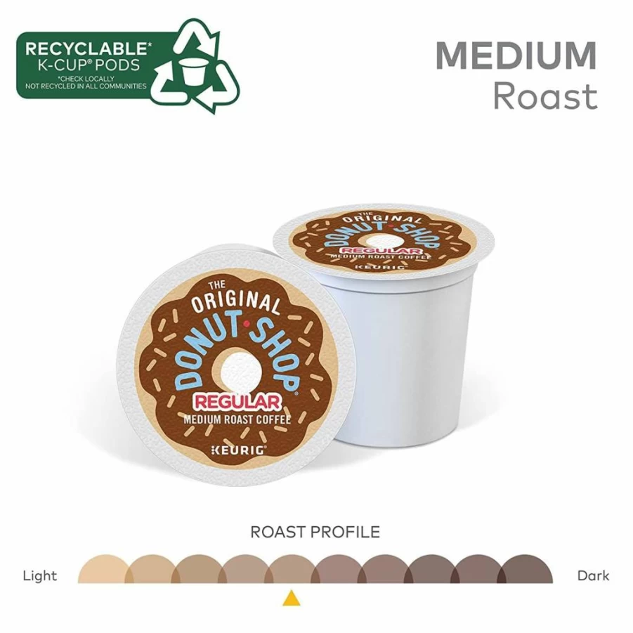 The Original Donut Shop Medium Roast Coffee K-Cup Pods, 72 Count Single-Serve for Keurig Brewers
