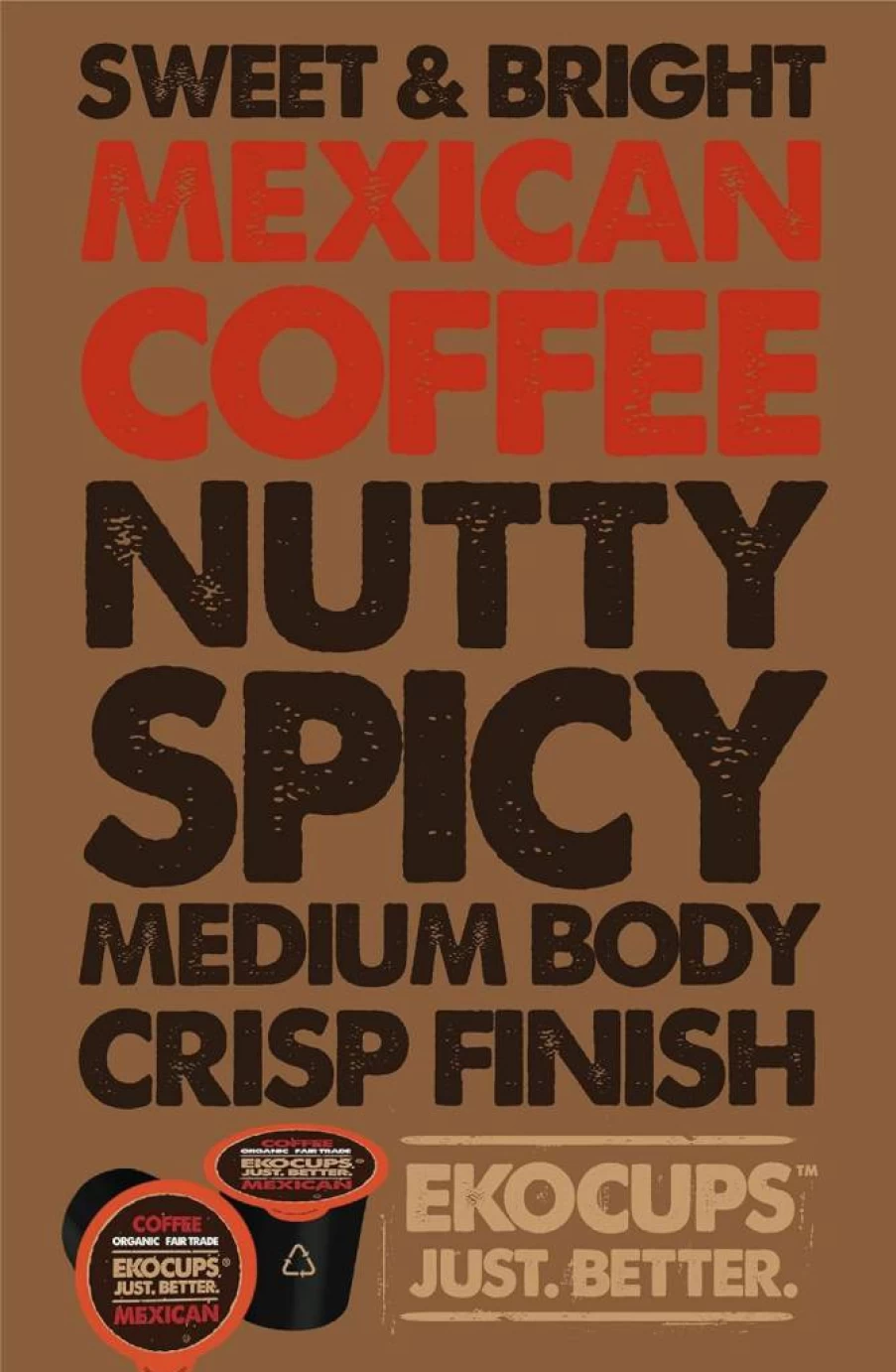 EKOCUPS Organic Fair Trade Mexican Coffee Pods for Keurig K-Cup Brewers - 40 Count, Hot or Iced Gourmet Single-Serve Cups