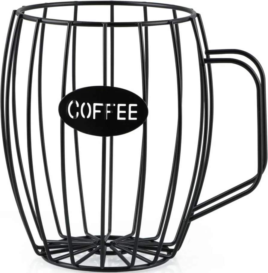 MOLIGOU Coffee Pod Organizer - K Cup Storage Holder for Keurig, Nespresso Capsules - Compact Coffee Bar Accessory with Removable Basket